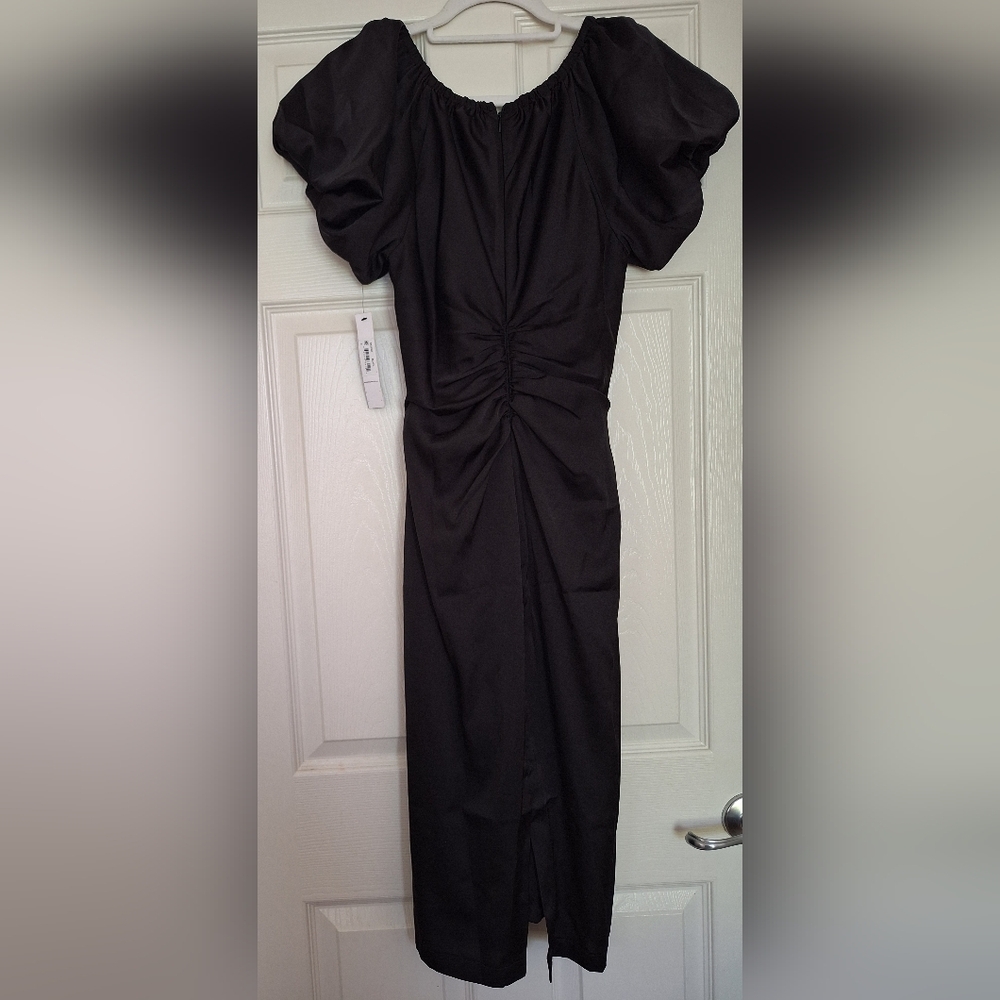 Maggy London Womens Puff Sleeve Below The Knee Women's Dress with Ruching size 0 - Picture 8 of 10